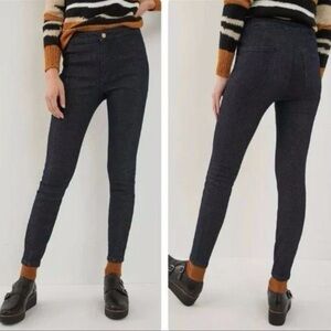 Anthropologie Dark Wash Gold Shimmer High Rise Denim Legging Jeans